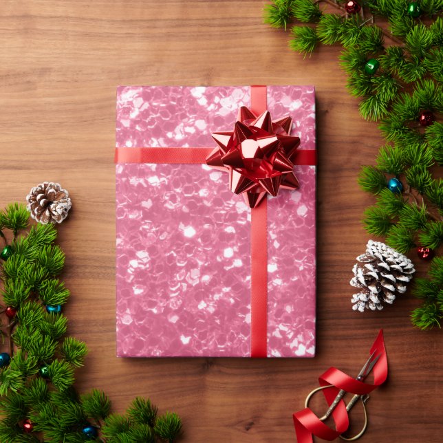 Light pink rose faux sparkles glitter wrapping paper (Holiday Gift)