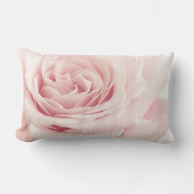 Light Pink Rose Flower - Roses Flowers Floral Lumbar Cushion (Front)