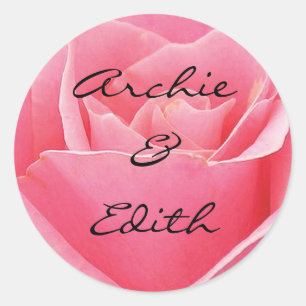 Light Pink Rose Personalised Wedding Classic Round Sticker