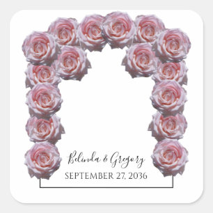 Light Pink Roses Wedding Square Sticker