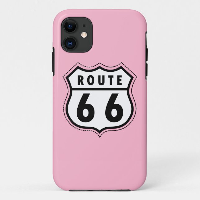 Light Pink Route 66 Road Sign Case-Mate iPhone Case (Back)