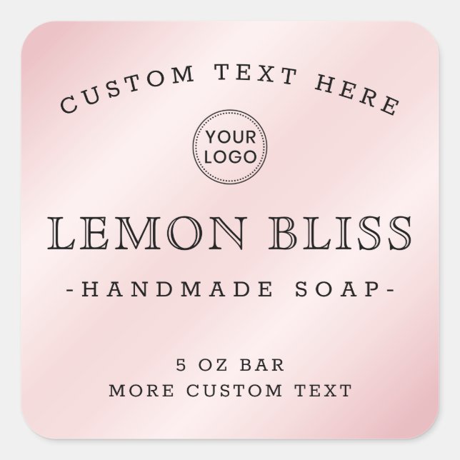 Light pink satin custom logo square product labels (Front)