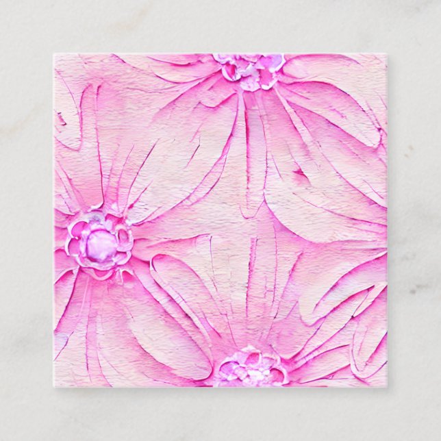 Light Pink Shabby Chic Flower Background Watercolo Square Business Card (Front)