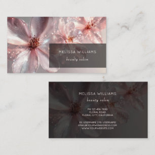 Light Pink Shiny Metallic Flower  Business Card