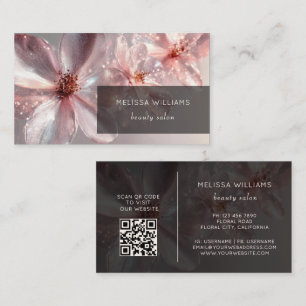 Light Pink Shiny Metallic Flower  Business Card