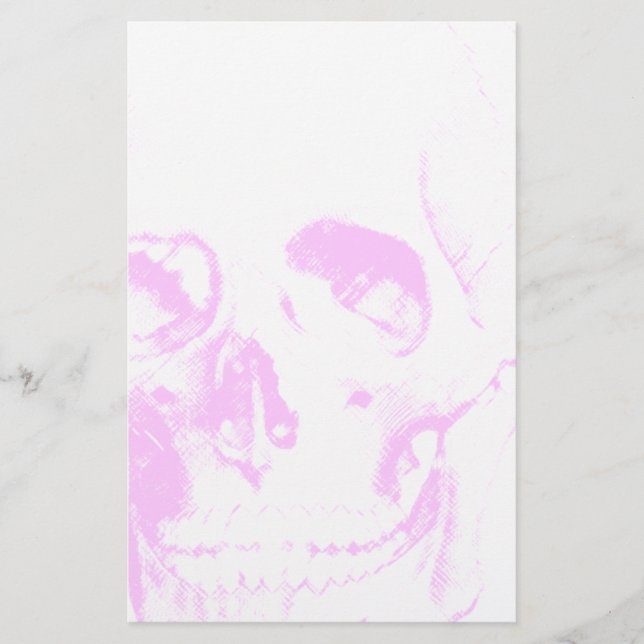 Light Pink Skull Stationery (Front)
