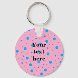 Light pink sky blue tiny and big polka dots key ring