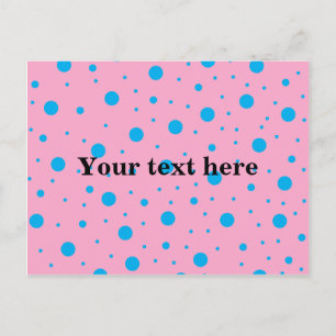 Light pink sky blue tiny and big polka dots postcard