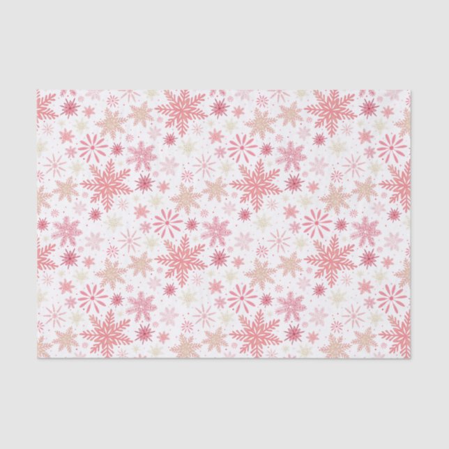 Light Pink Snowflakes Christmas Tissue Paper (Front)