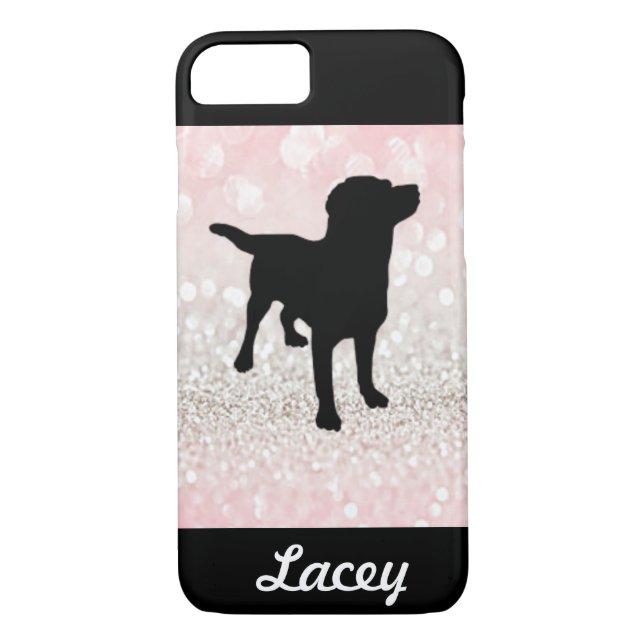 Light Pink Sparkle Dog Personalised Case-Mate iPhone Case (Back)