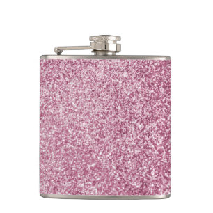 light pink sparkle glitter girly    hip flask
