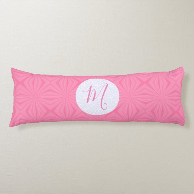 Light Pink Squiggly Squares Personalise Initial  Body Cushion (Front)