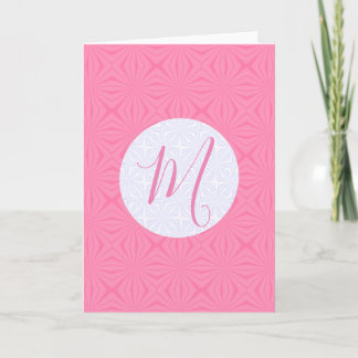 Light Pink Squiggly Squares Personalise Initial  Card