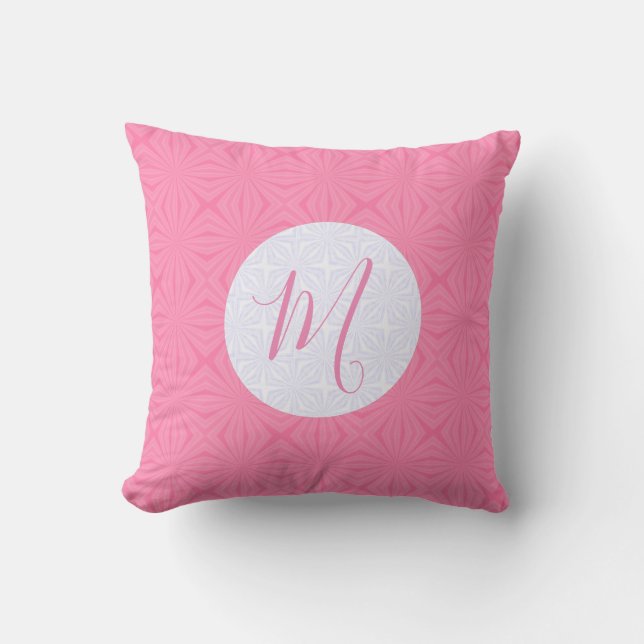 Light Pink Squiggly Squares Personalise Initial  Cushion (Front)