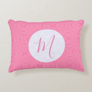 Light Pink Squiggly Squares Personalise Initial Decorative Cushion