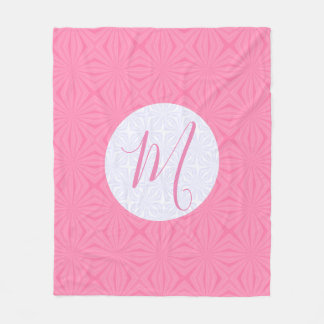 Light Pink Squiggly Squares Personalise Initial Fleece Blanket
