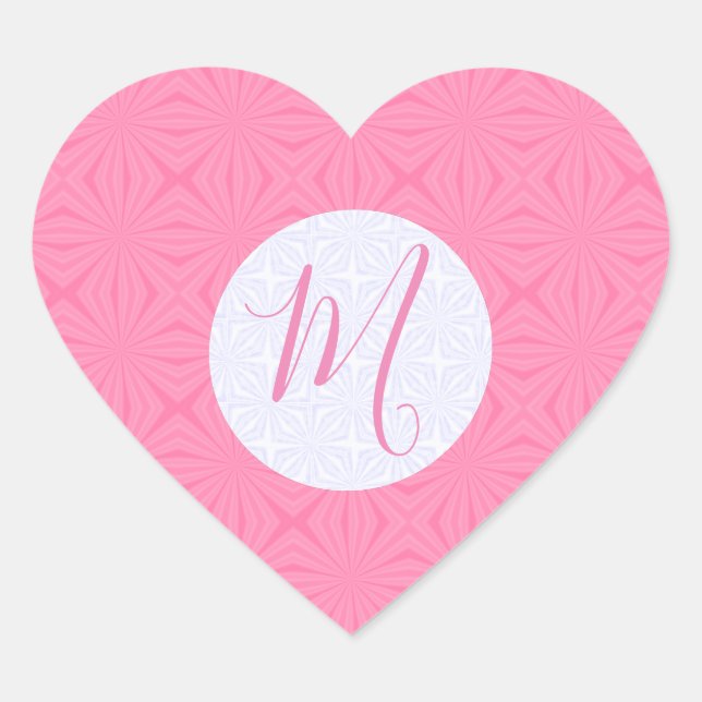 Light Pink Squiggly Squares Personalised Initial Heart Sticker (Front)