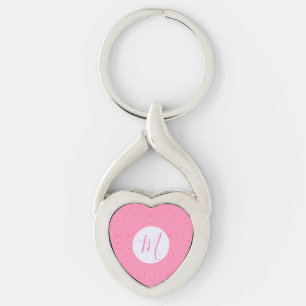 Light Pink Squiggly Squares Personalised Initial Key Ring