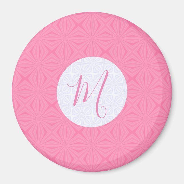 Light Pink Squiggly Squares Personalised Initial  Magnet (Front)
