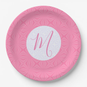 Light Pink Squiggly Squares Personalised Party Paper Plate