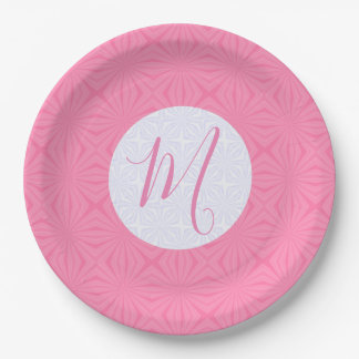 Light Pink Squiggly Squares Personalised Party Paper Plate