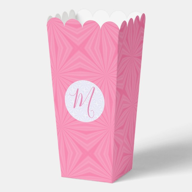 Light Pink Squiggly Squares Personalised Popcorn Favour Box (Front)