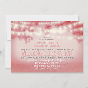 Light pink string of lights modern wedding invites