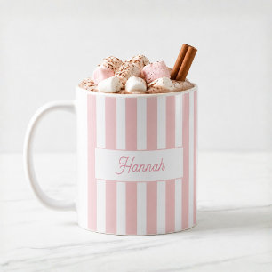 Light Pink Stripe Monogram Coffee Mug