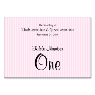 Light Pink Stripes Wedding Table Number