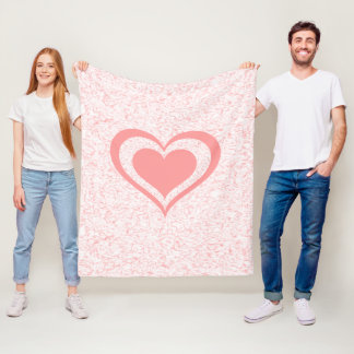Light Pink Swirl With Heart Fleece Blanket