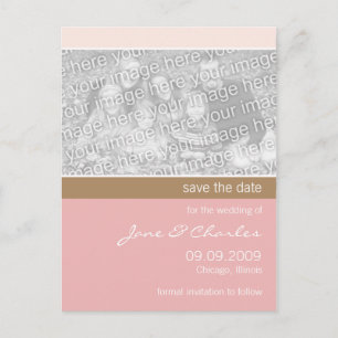 Light Pink & Tan Photo Save the Date Announcement Postcard