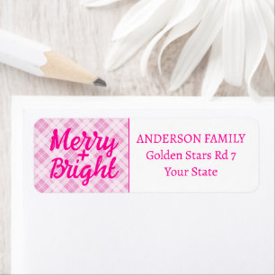 Light pink tartan Merry Bright Christmas holidays