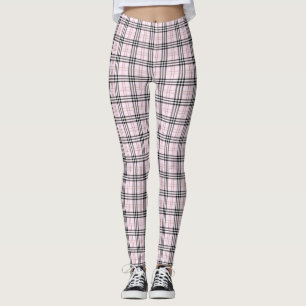 Light Pink Tarten Plaid Women Leggings