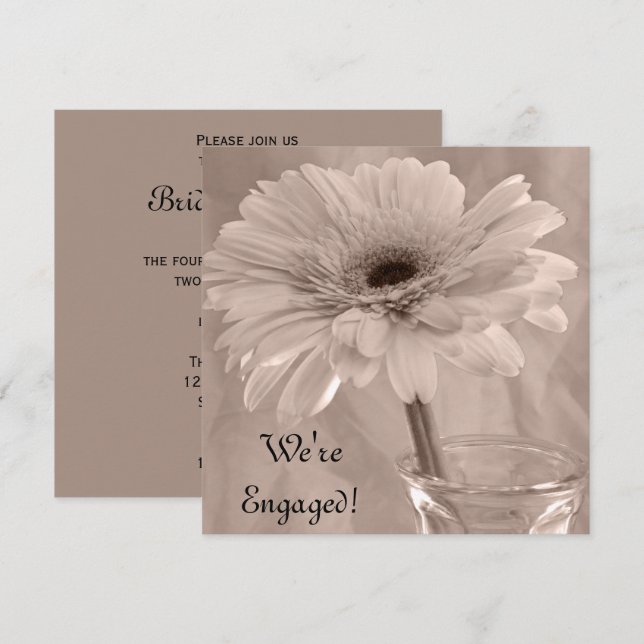 Light Pink Tinted Daisy Engagement Party Invitation (Front/Back)