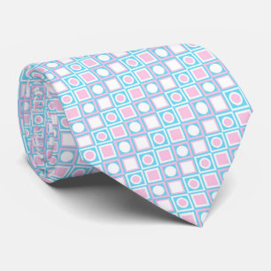 Light Pink Turquoise Aqua Blue White Art Pattern Tie