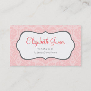Light Pink Vintage Damask Business Card