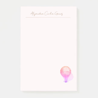 Light Pink Vintage Hot Air Balloon Stationary Post-it Notes