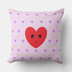 Light Pink & Violet Heart Pattern Cushion