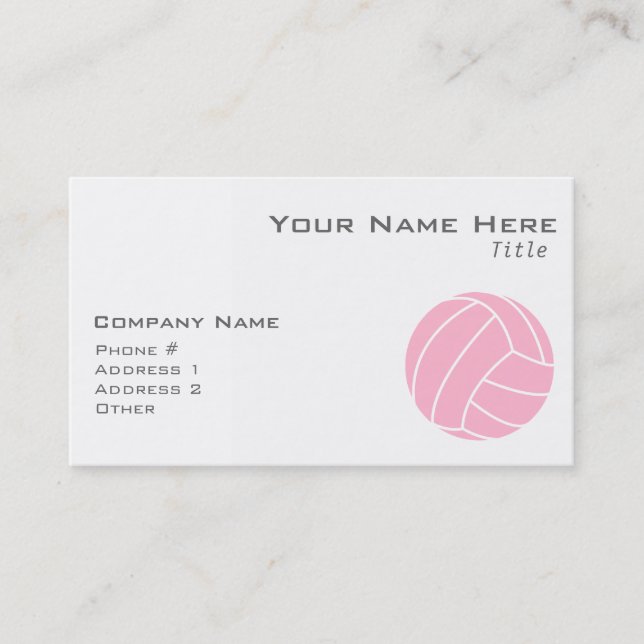 Light Pink Volleyball Business Card (Front)