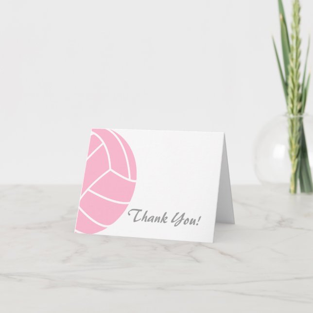 Light Pink Volleyball Thank You Card (Front)