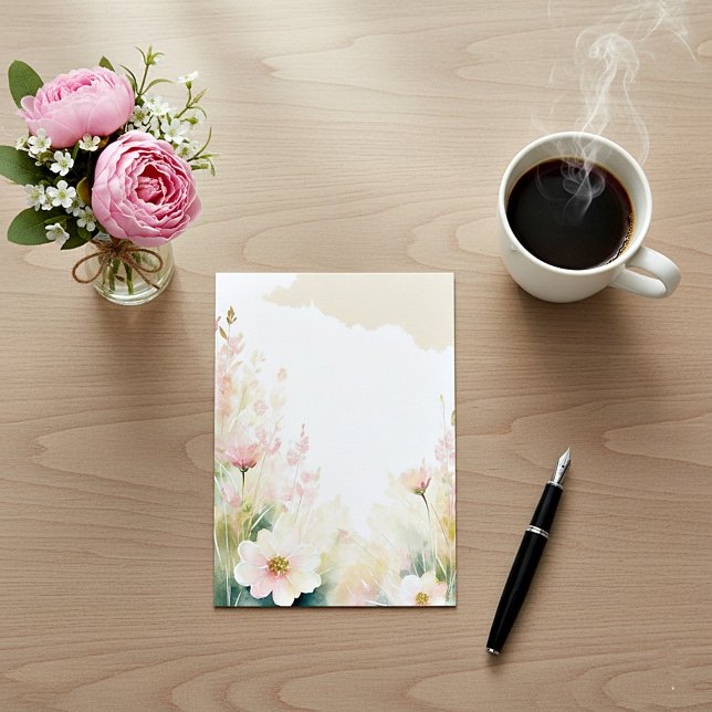 Light pink watercolor floral blank wedding invitation (Creator Uploaded)