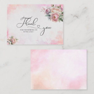 Light Pink Watercolor Flowers baby shower thank yo Card