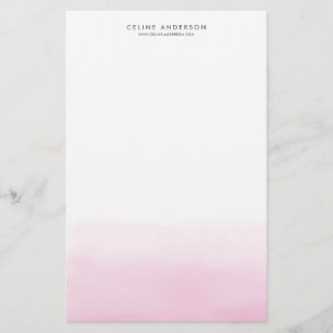 Light Pink Watercolor Ombre Gradient Personalised Stationery