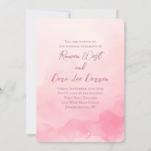 Light Pink Watercolor Ombre Painting Wedding Invitation