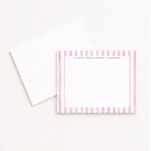 Light Pink Watercolor Striped Stationery Note Card