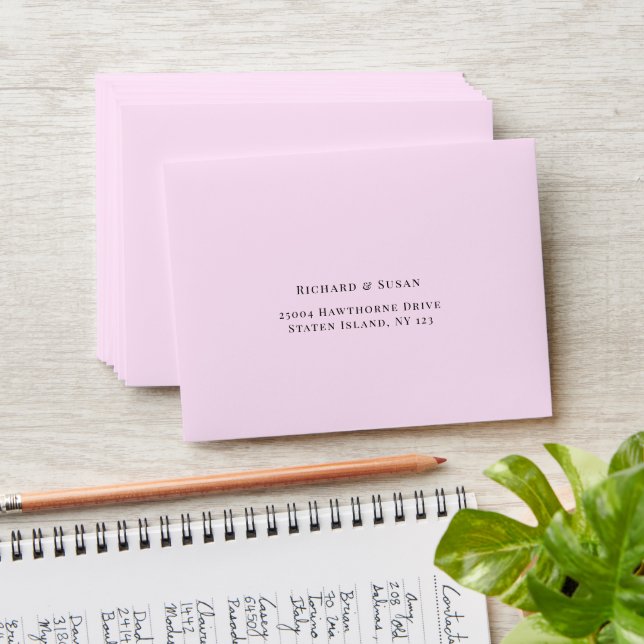 Light Pink Wedding RSVP Envelope  (Stacked)