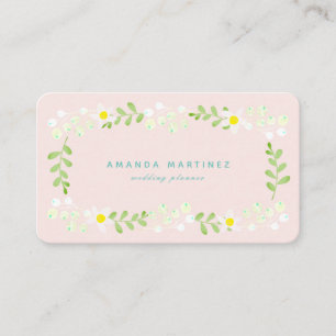 Light Pink White Floral Botanical Business Card