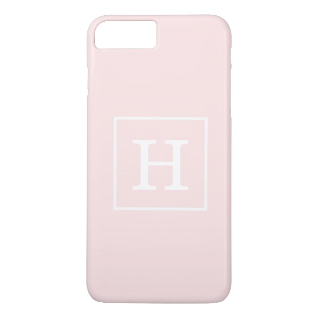 Light Pink White Framed Initial Monogram Case-Mate iPhone Case (Back)