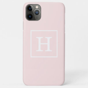 Light Pink White Framed Initial Monogram iPhone 11 Pro Max Case