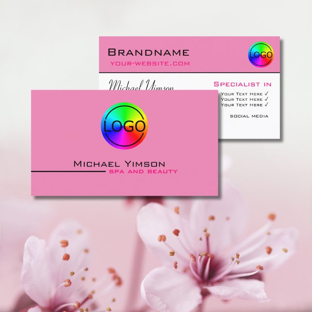 Light Pink  White Simple with Logo Professional Business Card (Creator Uploaded)